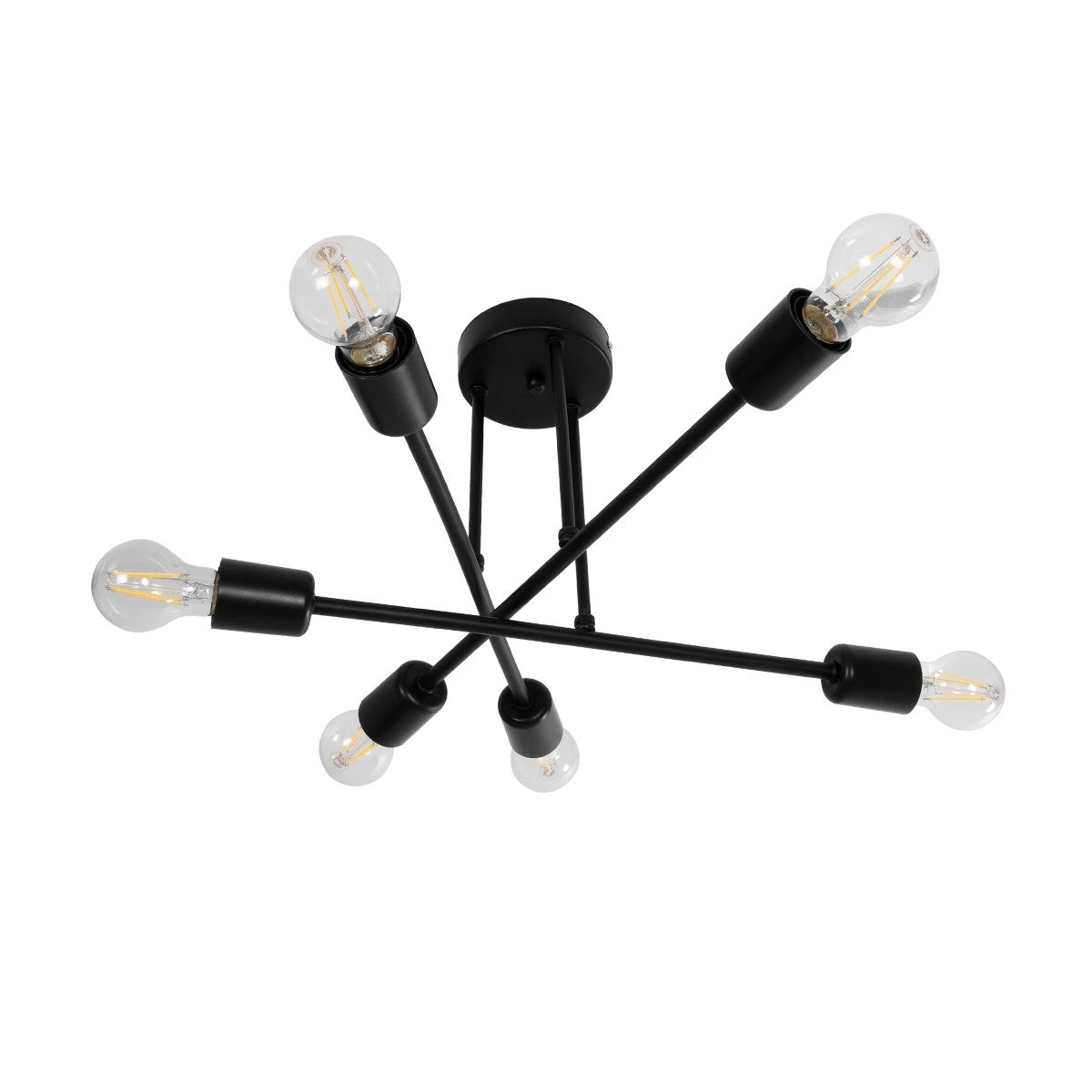 GloboStar® LAMIRA 201-0029 Μοντέρνο Φωτιστικό Οροφής Πλέγμα Πολύφωτο 6 x E27 IP20 Μαύρο Μέταλλο - Μ51 x Π51 x Υ7cm - ledmania.gr