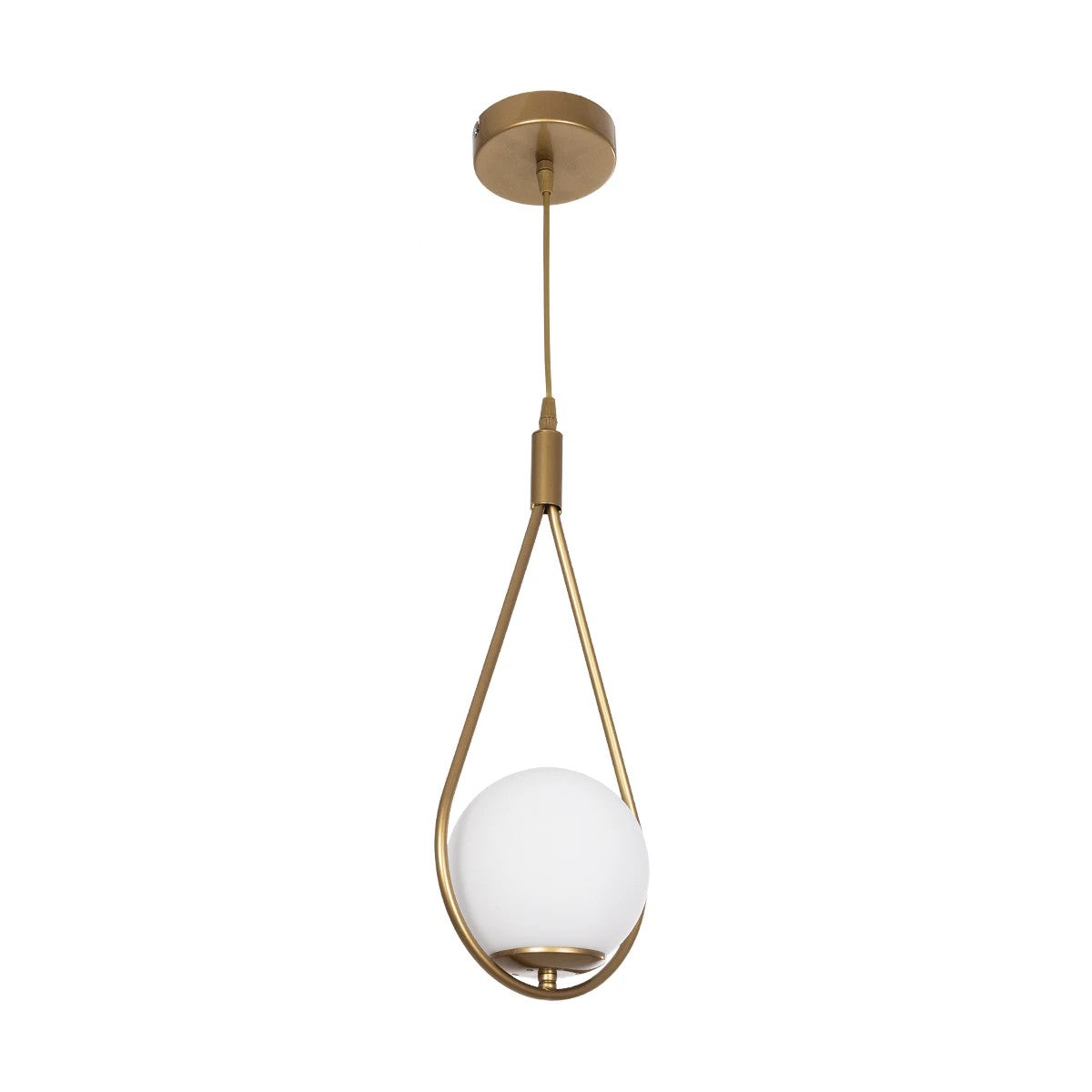 GloboStar® DROP 201-0034 Vintage Κρεμαστό Φωτιστικό Μπάλα Μονόφωτο 1 x E27 IP20 Χρυσό Μέταλλο με Λευκό Γυαλί - Μ20 x Π15 x Υ47cm - ledmania.gr