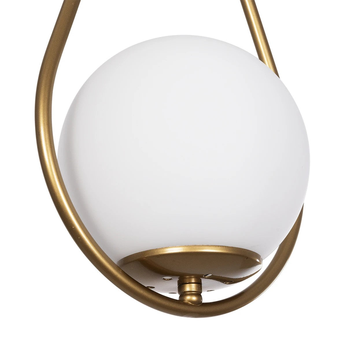 GloboStar® DROP 201-0034 Vintage Κρεμαστό Φωτιστικό Μπάλα Μονόφωτο 1 x E27 IP20 Χρυσό Μέταλλο με Λευκό Γυαλί - Μ20 x Π15 x Υ47cm - ledmania.gr