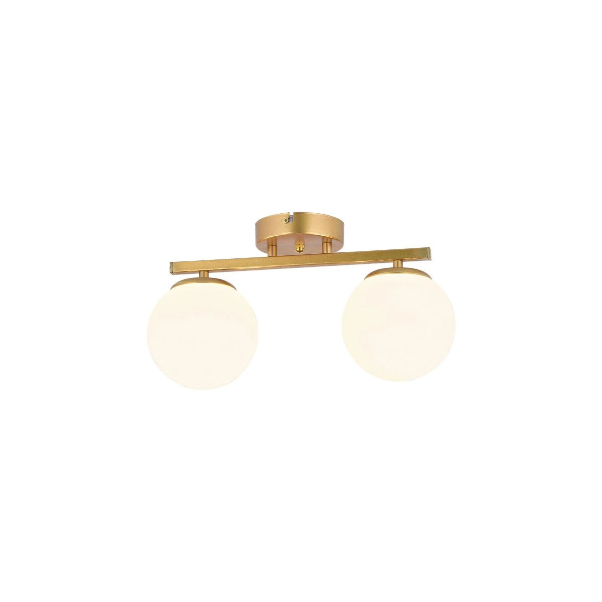 GloboStar® LUCENA 201-0035 Vintage Φωτιστικό Οροφής Ράγα Δίφωτο 2 x E27 IP20 Χρυσό Μέταλλο με Λευκό Γυαλί - Μ50 x Π20 x Υ25cm - ledmania.gr