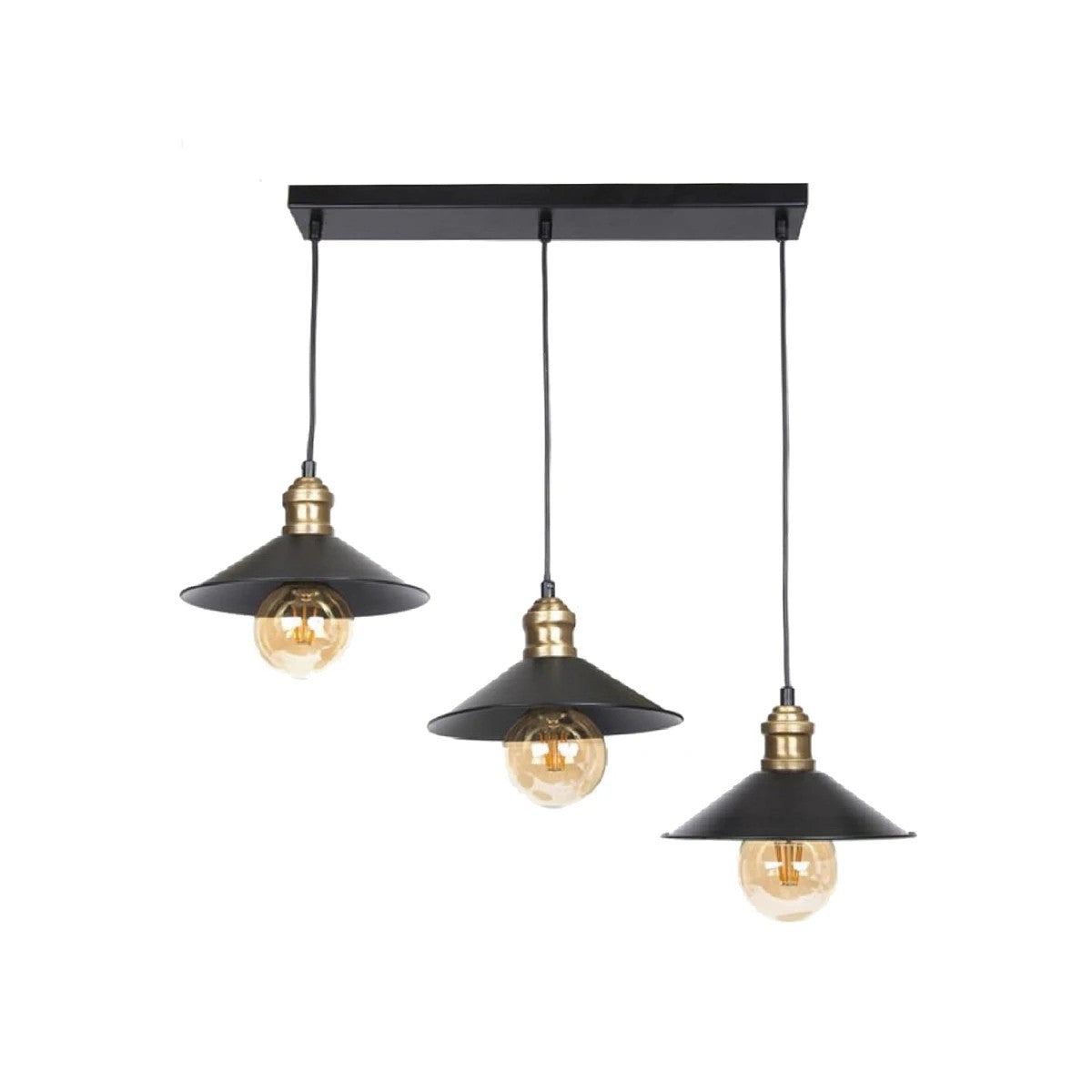 GloboStar® LUCANA 201-0044 Vintage Κρεμαστό Φωτιστικό Ράγα Τριφωτο 3 x E27 IP20 Mεταλλικό Μαύρο - Μ50 x Π25 x Υ75cm - ledmania.gr
