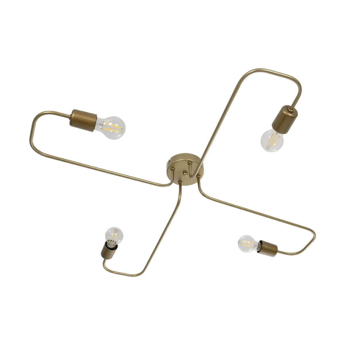 GloboStar® MOORNA 201-0065 Vintage Φωτιστικό Οροφής Πλέγμα Πολύφωτο 4 x E27 IP20 Χρυσό Μέταλλο - Μ97 x Π97 x Υ7cm - ledmania.gr