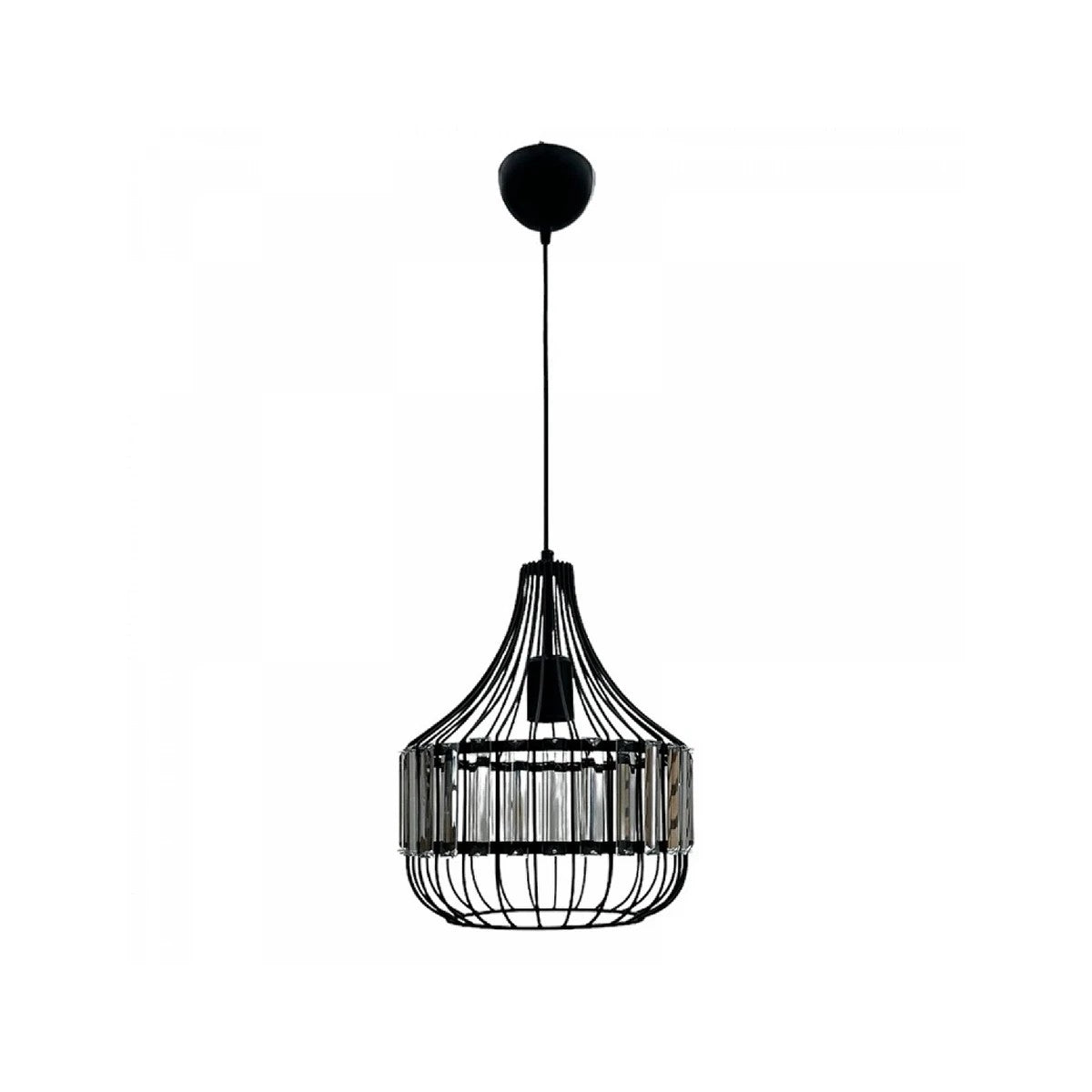 GloboStar® LUMAON 201-0081 Vintage Κρεμαστό Φωτιστικό Πλέγμα Μονόφωτο 1 x E27 IP20 Μαύρο Μέταλλο - Μ28 x Π28 x Υ80cm - ledmania.gr