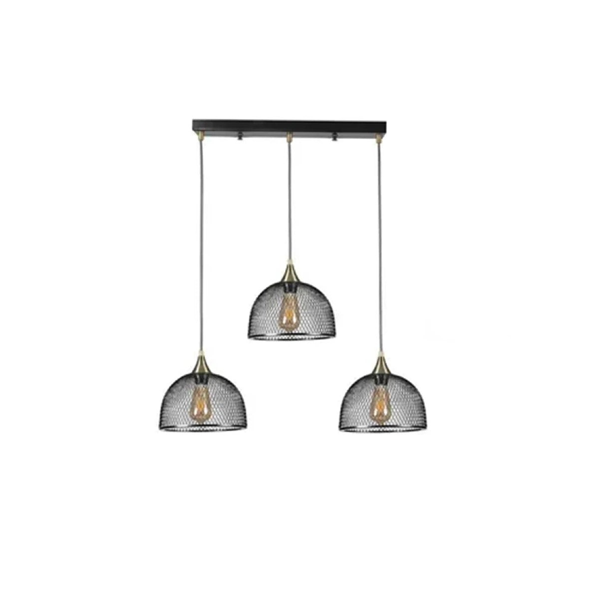 GloboStar® GLIND 201-0082 Vintage Κρεμαστό Φωτιστικό Ράγα Ράγα Τρίφωτο 3 x E27 IP20 Μαύρο Μέταλλο - Μ55 x Π25 x Υ70cm - ledmania.gr
