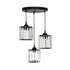 GloboStar® FLAREX 201-0084 Vintage Κρεμαστό Φωτιστικό Πλέγμα Τρίφωτο 3 x E27 IP20 Μαύρο Μέταλλο με Κρυστάλλους - Μ40 x Π40 x Υ50cm - ledmania.gr