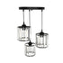 GloboStar® FLAREX 201-0084 Vintage Κρεμαστό Φωτιστικό Πλέγμα Τρίφωτο 3 x E27 IP20 Μαύρο Μέταλλο με Κρυστάλλους - Μ40 x Π40 x Υ50cm - ledmania.gr