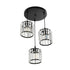 GloboStar® FLAREX 201-0084 Vintage Κρεμαστό Φωτιστικό Πλέγμα Τρίφωτο 3 x E27 IP20 Μαύρο Μέταλλο με Κρυστάλλους - Μ40 x Π40 x Υ50cm - ledmania.gr
