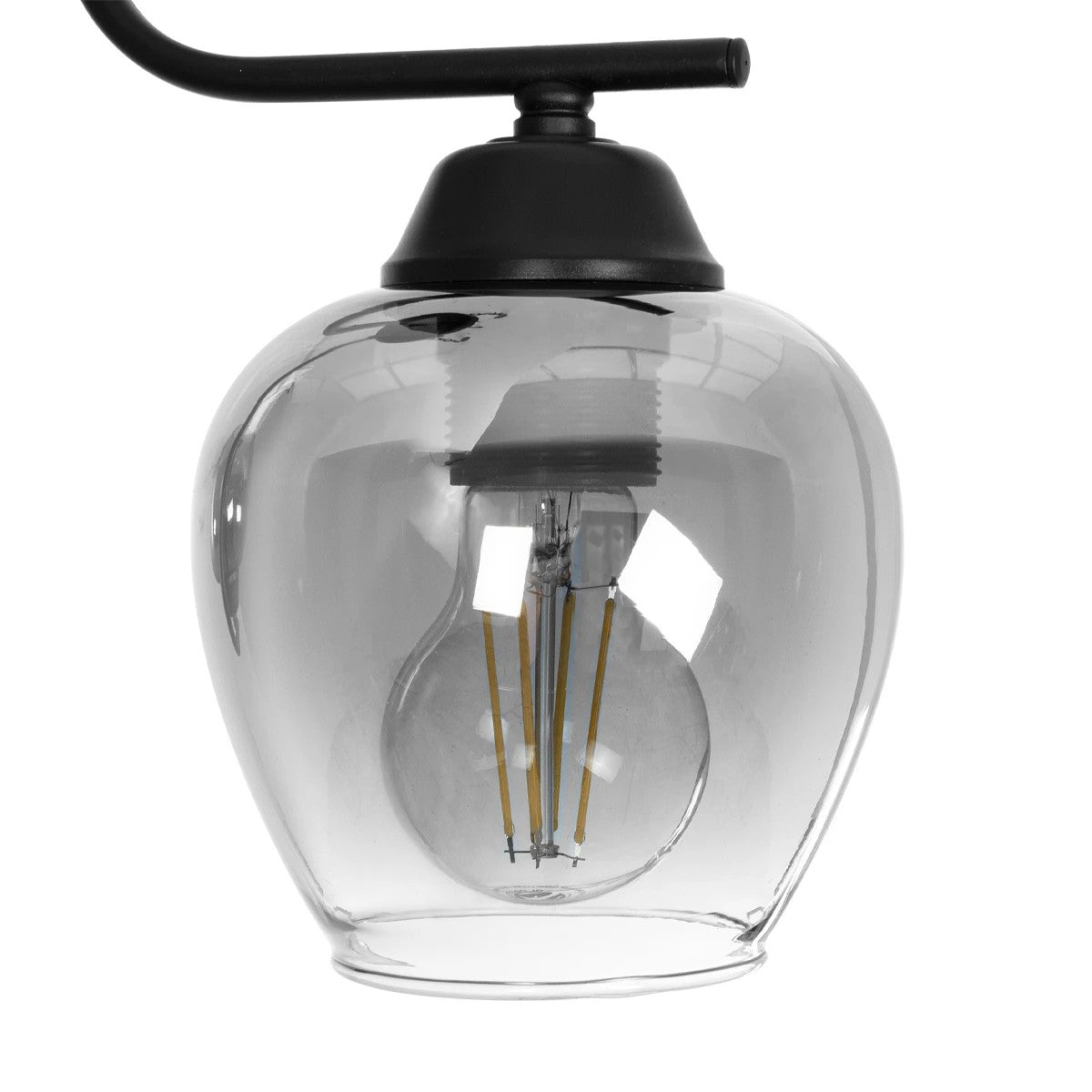 GloboStar® GLOSSA 201-0091 Vintage Φωτιστικό Οροφής Μπάλα Δίφωτο 2 x E27 IP20 Μαύρο Μέταλλο με Μαύρο Φιμέ Γυαλί - Μ40 x Π15 x Υ17cm - ledmania.gr