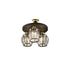 GloboStar® ILLUME 201-0100 Vintage Φωτιστικό Οροφής Κρύσταλλα Τρίφωτο 3 x E27 IP20 Μαύρο & Χρυσό Μέταλλο με Διάφανο Γυαλί - Μ35 x Π35 x Υ40cm - ledmania.gr