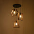 GloboStar® EMBER 201-0102 Vintage Κρεμαστό Φωτιστικό Φιγούρα Τρίφωτο 3 x E27 IP20 Μαύρο Μέταλλο με Καφέ Ξύλο - Μ50 x Π50 x Υ70cm - ledmania.gr