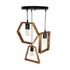 GloboStar® EMBER 201-0102 Vintage Κρεμαστό Φωτιστικό Φιγούρα Τρίφωτο 3 x E27 IP20 Μαύρο Μέταλλο με Καφέ Ξύλο - Μ50 x Π50 x Υ70cm - ledmania.gr