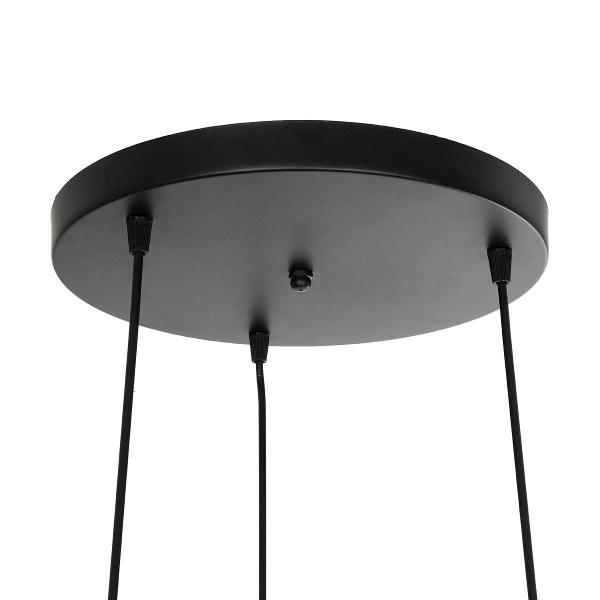 GloboStar® EMBER 201-0102 Vintage Κρεμαστό Φωτιστικό Φιγούρα Τρίφωτο 3 x E27 IP20 Μαύρο Μέταλλο με Καφέ Ξύλο - Μ50 x Π50 x Υ70cm - ledmania.gr