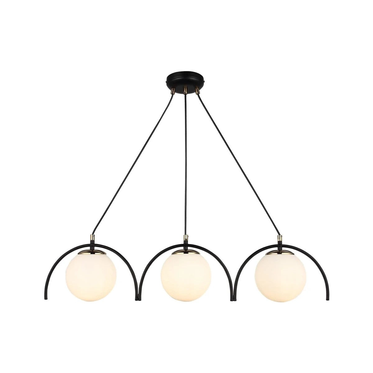 GloboStar® FLASHO 201-0111 Vintage Κρεμαστό Φωτιστικό Οροφής Ράγα Τρίφωτο 3 x E27 IP20 Μαύρο Μέταλλο με Γαλακτερό Γυαλί - Μ50 x Π25 x Υ70cm - ledmania.gr