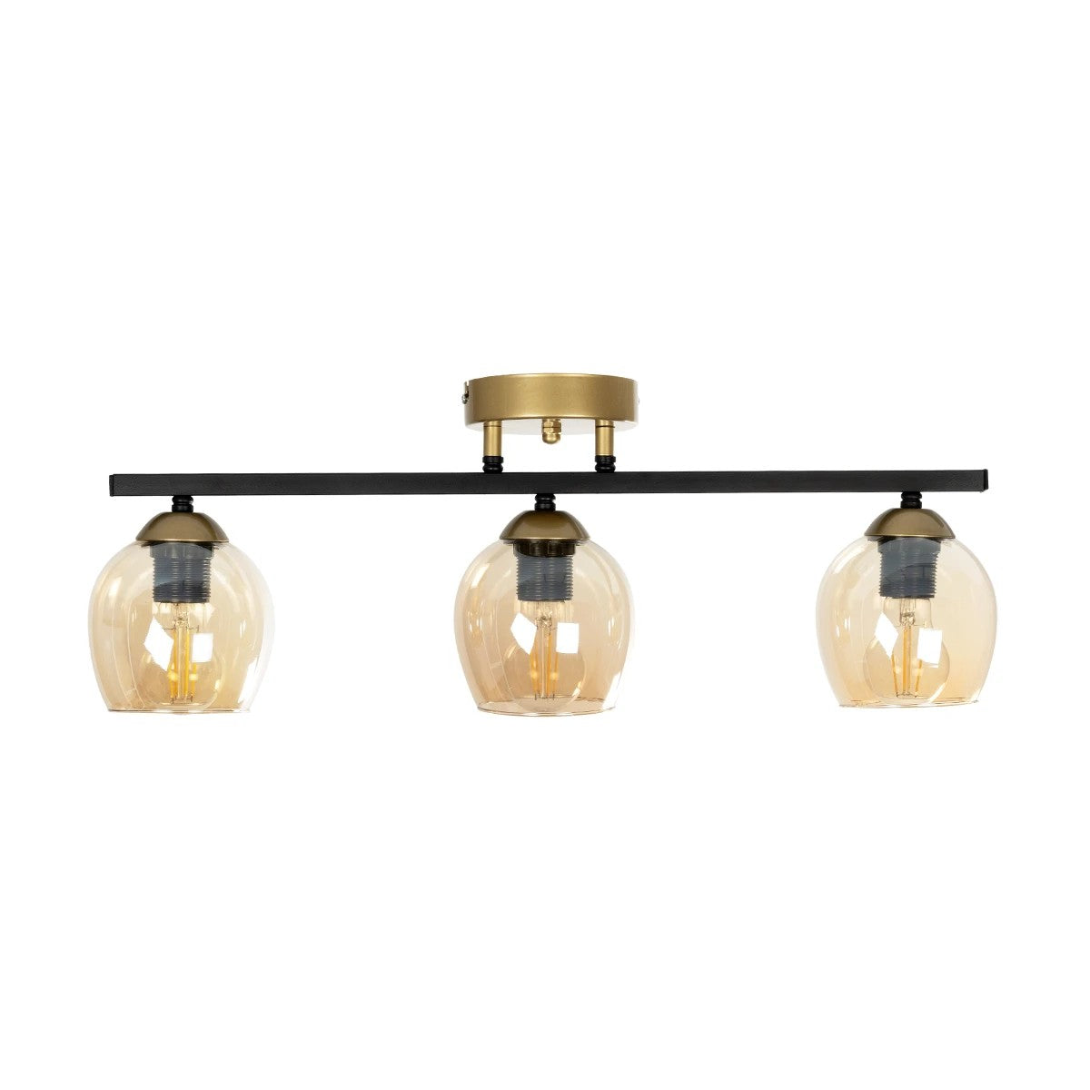 GLOBOSTAR® RADIUS 201-0122 Vintage Φωτιστικό Οροφής με Ντουί 3 x E27 AC 220-240V IP20 - Χρυσό, Μαύρο & Διάφανο- Μ60 x Π13 x Υ16cm - ledmania.gr