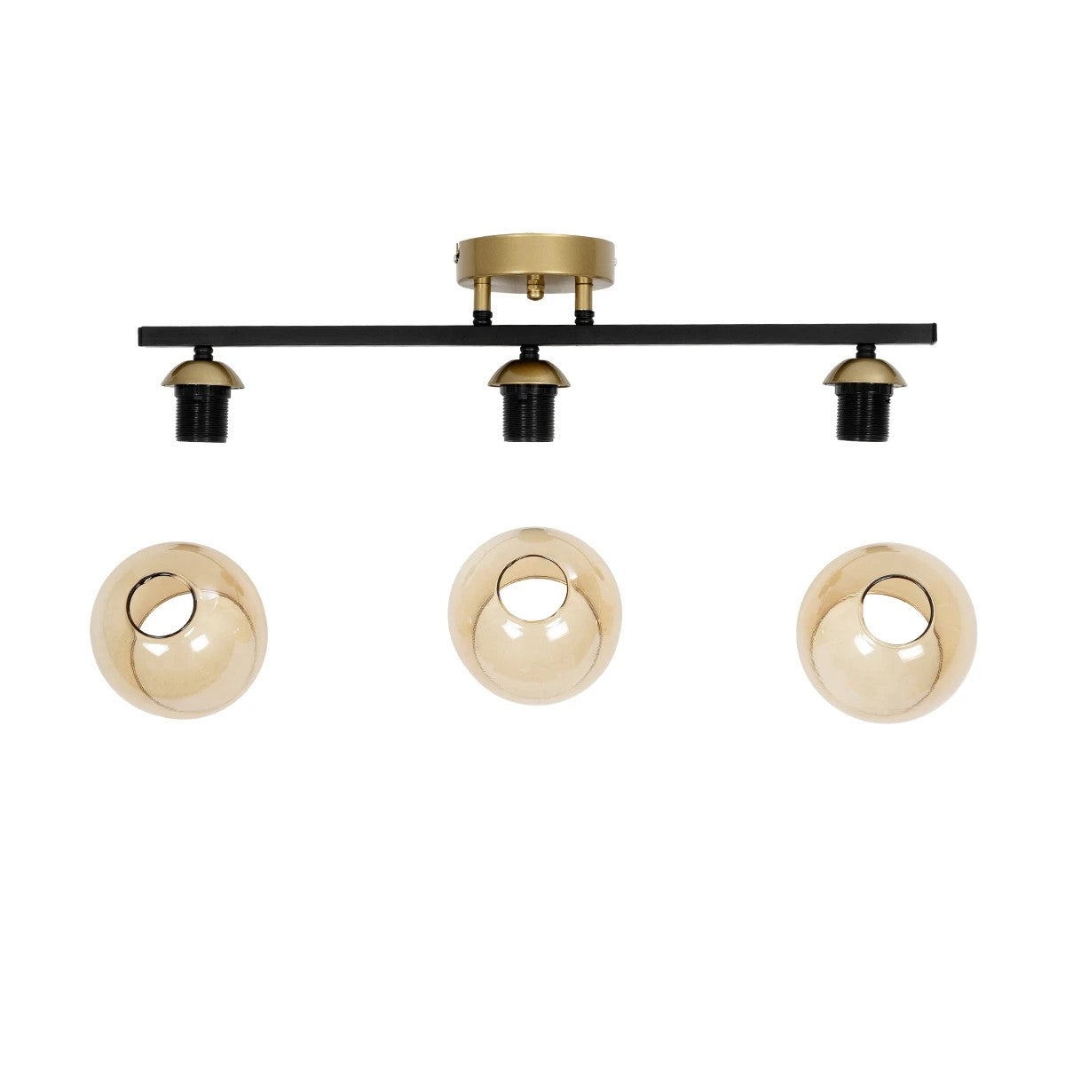 GLOBOSTAR® RADIUS 201-0122 Vintage Φωτιστικό Οροφής με Ντουί 3 x E27 AC 220-240V IP20 - Χρυσό, Μαύρο & Διάφανο- Μ60 x Π13 x Υ16cm - ledmania.gr
