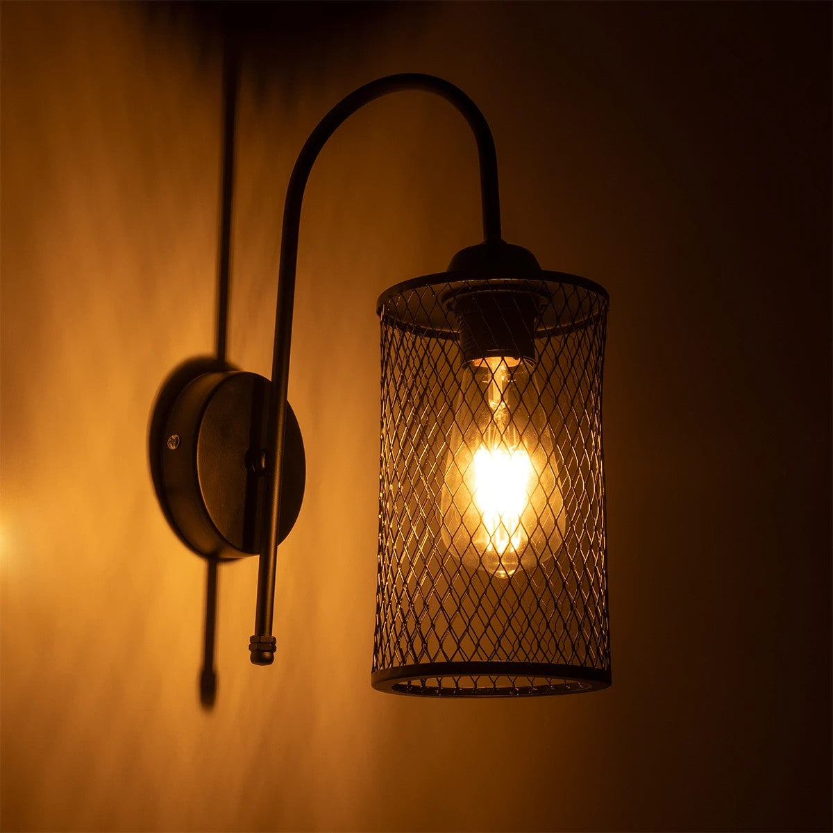 GLOBOSTAR® HANDANG 201-0123 Vintage Φωτιστικό Τοίχου - Απλίκα με Ντουί 1 x E27 AC 220-240V IP20 - Μαύρο - Μ12 x Π24 x Υ34cm - ledmania.gr
