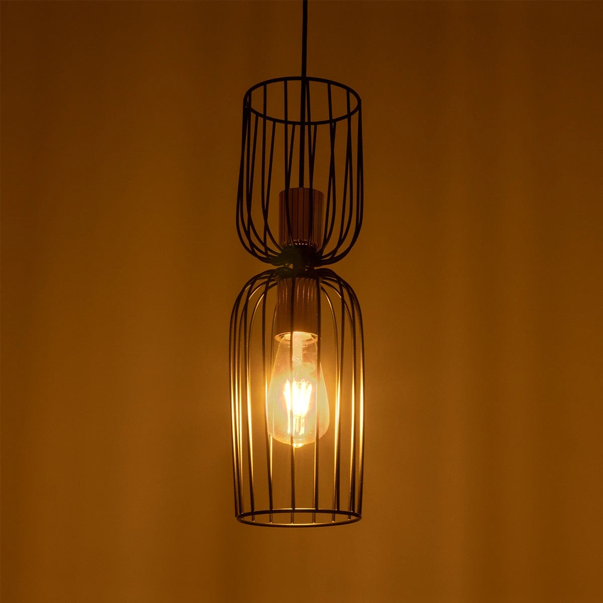GLOBOSTAR® LAVERA 201-0024 Vintage Κρεμαστό Φωτιστικό Οροφής με Ντουί 1 x E27 AC 220-240V IP20 - Χρυσό & Λευκό - Μ14 x Π14 x Υ44cm - ledmania.gr