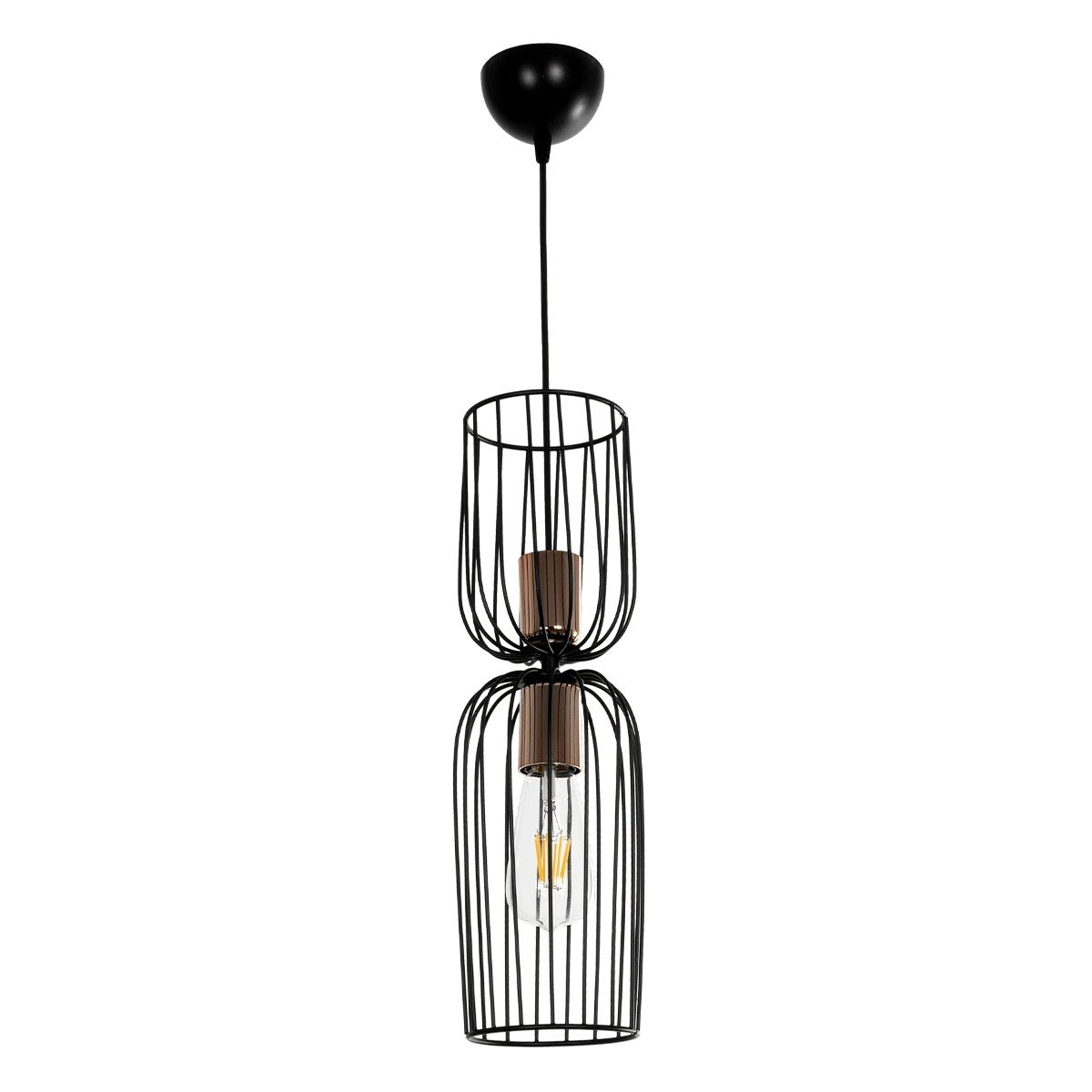 GLOBOSTAR® LAVERA 201-0024 Vintage Κρεμαστό Φωτιστικό Οροφής με Ντουί 1 x E27 AC 220-240V IP20 - Χρυσό & Λευκό - Μ14 x Π14 x Υ44cm - ledmania.gr