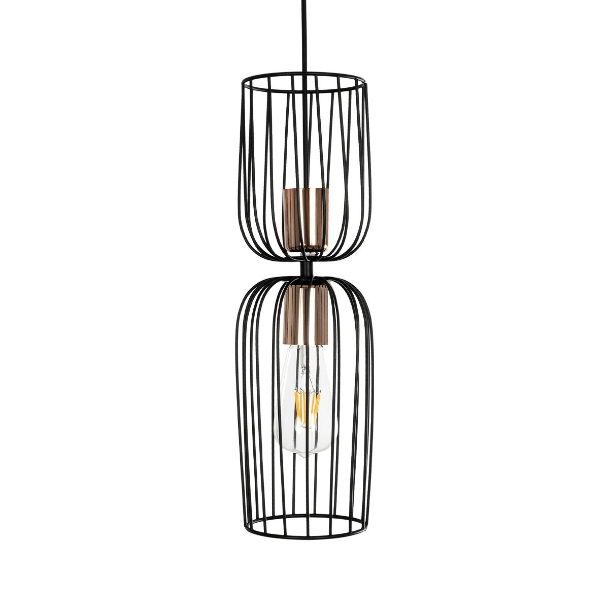 GLOBOSTAR® LAVERA 201-0024 Vintage Κρεμαστό Φωτιστικό Οροφής με Ντουί 1 x E27 AC 220-240V IP20 - Χρυσό & Λευκό - Μ14 x Π14 x Υ44cm - ledmania.gr