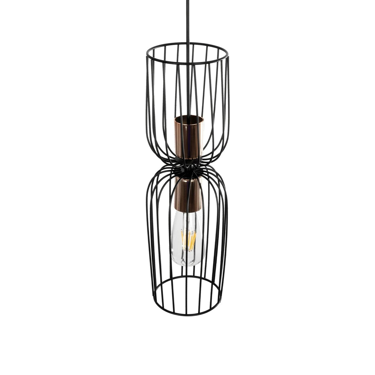 GLOBOSTAR® LAVERA 201-0024 Vintage Κρεμαστό Φωτιστικό Οροφής με Ντουί 1 x E27 AC 220-240V IP20 - Χρυσό & Λευκό - Μ14 x Π14 x Υ44cm - ledmania.gr