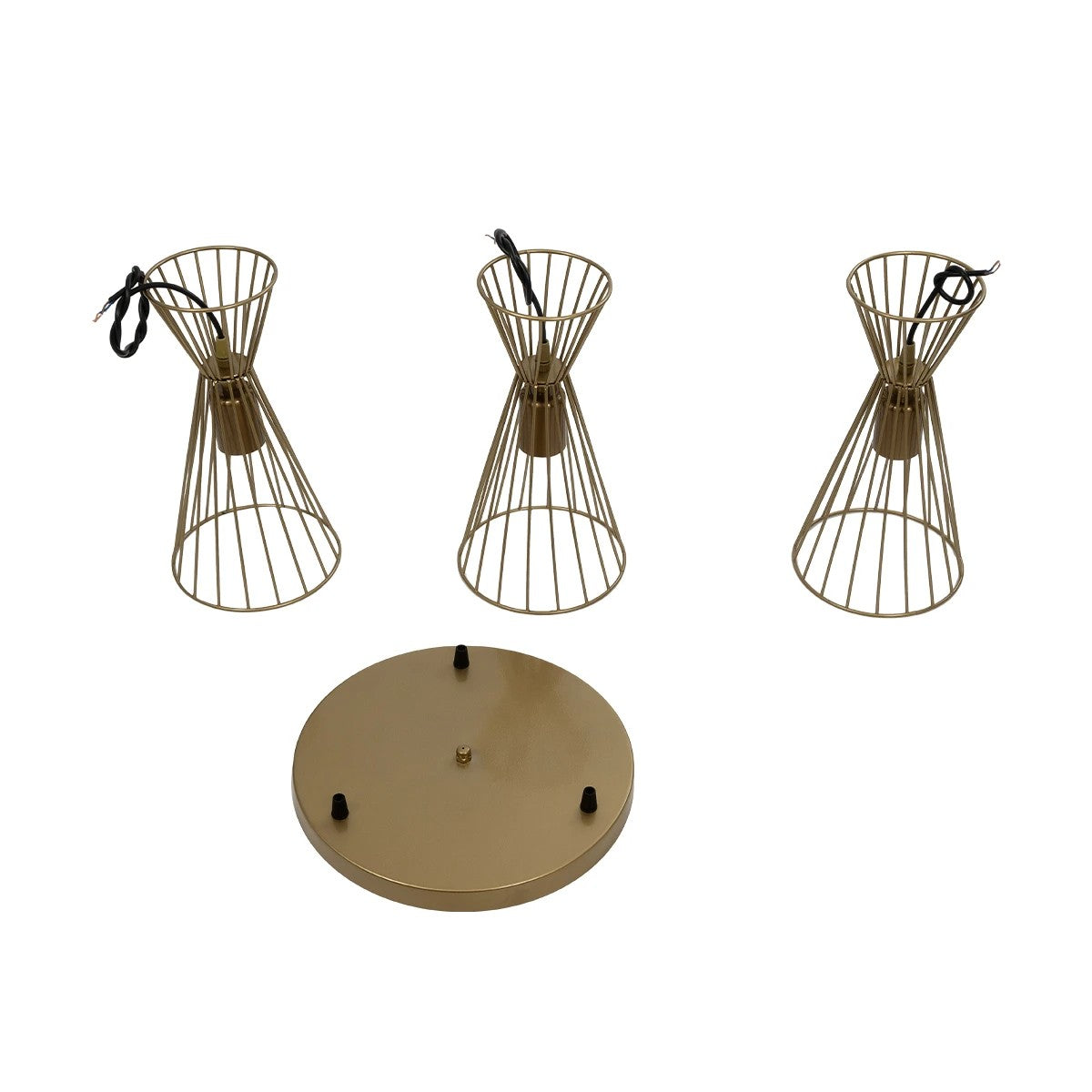 GLOBOSTAR® FLIXIO 201-0126 Vintage Κρεμαστό Φωτιστικό Οροφής με Ντουί 3 x E27 AC 220-240V IP20 - Χρυσό - Μ40 x Π40 x Υ70cm - ledmania.gr
