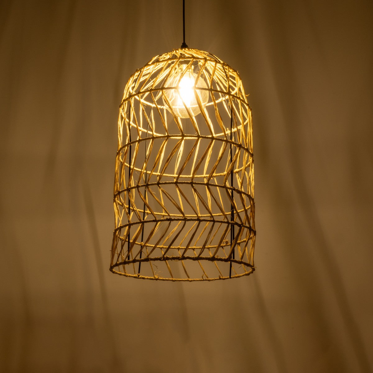 GLOBOSTAR® NETI 205-0025 Boho Κρεμαστό Φωτιστικό Οροφής με Ντουί 1 x E27 AC 220-240V IP20 - Μπεζ - M35 x Π35 x Υ63cm - ledmania.gr