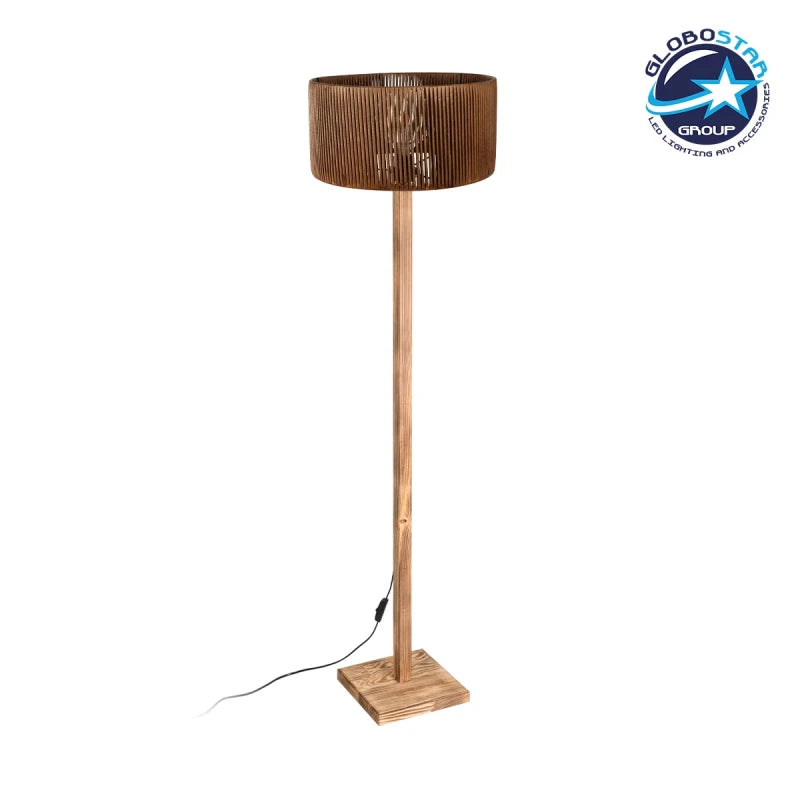 GloboStar® HOLZ 203-0252 Μοντέρνο Επιδαπέδιο Φωτιστικό Μονόφωτο 1 x E27 IP20 Μπέζ Ξύλο - Μ30 x Π30 x Y140cm - ledmania.gr