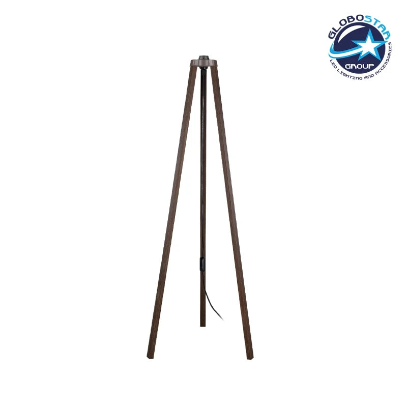 GloboStar® TRIPOD 203-0257 Μοντέρνο Επιδαπέδιο Φωτιστικό Μονόφωτο 1 x E27 IP20 Καφέ Ξύλο - Μ38 x Π38 x Υ120cm - ledmania.gr