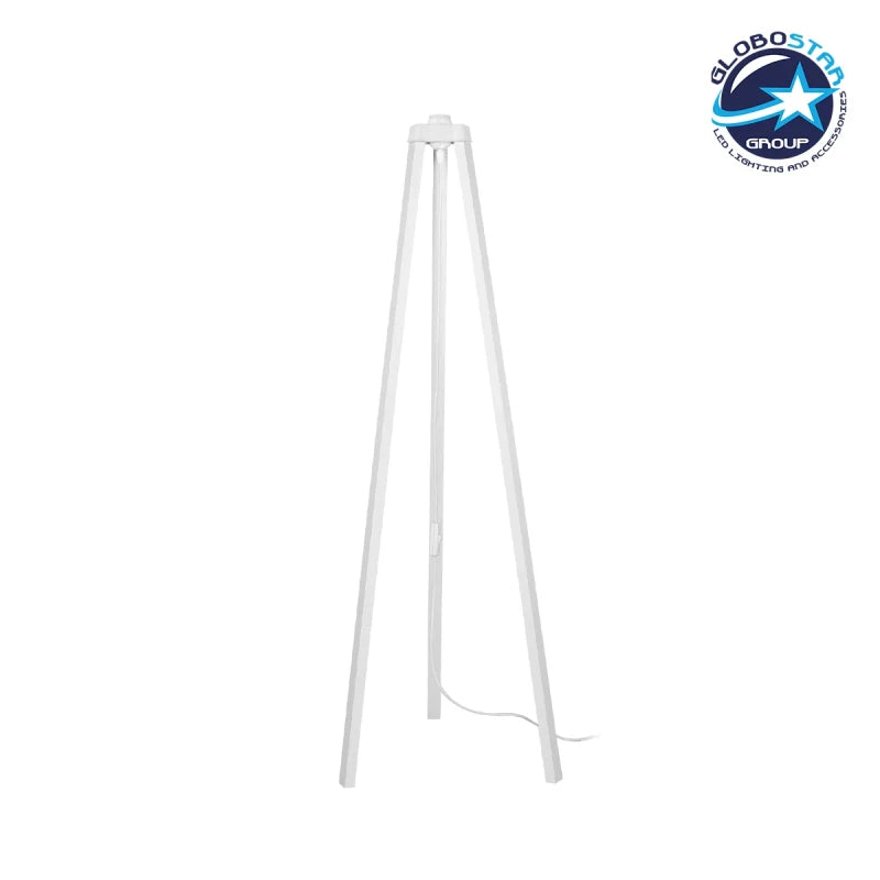 GloboStar® TRIPOD 203-0259 Μοντέρνο Επιδαπέδιο Φωτιστικό Μονόφωτο 1 x E27 IP20 Λευκό Ξύλο - Μ38 x Π38 x Υ120cm - ledmania.gr