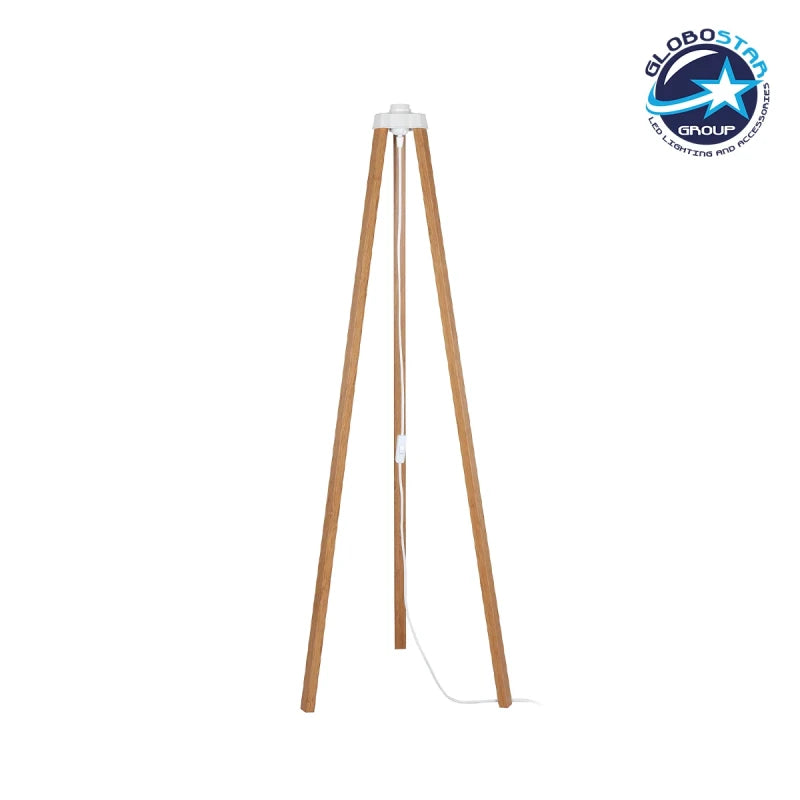 GloboStar® TRIPOD 203-0260 Μοντέρνο Επιδαπέδιο Φωτιστικό Μονόφωτο 1 x E27 IP20 Μπέζ Ξύλο - Μ38 x Π38 x Υ120cm - ledmania.gr