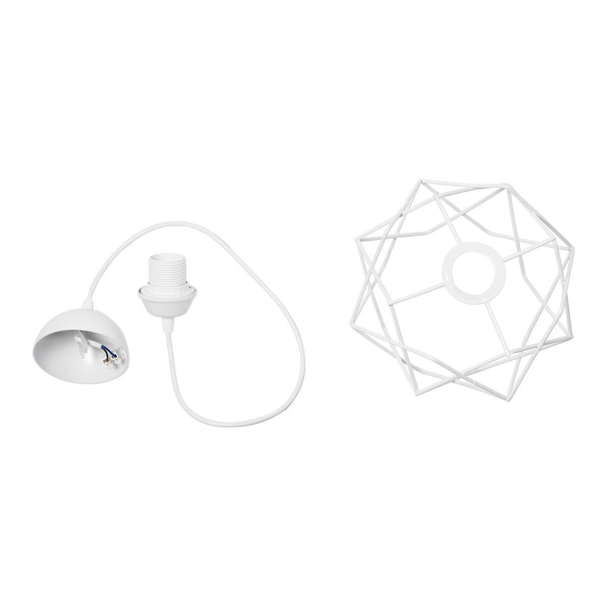 GloboStar® VORTEX 203-0001 Mοντέρνο Κρεμαστό Φωτιστικό Πλέγμα Μονόφωτο 1 x E27 IP20 Λευκό Μέταλλο - Μ23.5 x Π23.5 x Υ20cm - ledmania.gr