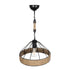 GloboStar® ZION 203-0003 Vintage Κρεμαστό Φωτιστικό Σχοινί Μονόφωτο 1 x E27 IP20 Μαύρο Μέταλλο με Μπεζ Σχοινί - Μ33 x Π33 x Υ29cm - ledmania.gr