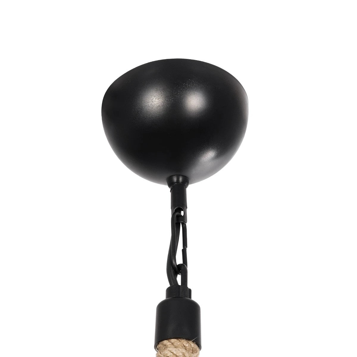 GloboStar® ZION 203-0003 Vintage Κρεμαστό Φωτιστικό Σχοινί Μονόφωτο 1 x E27 IP20 Μαύρο Μέταλλο με Μπεζ Σχοινί - Μ33 x Π33 x Υ29cm - ledmania.gr