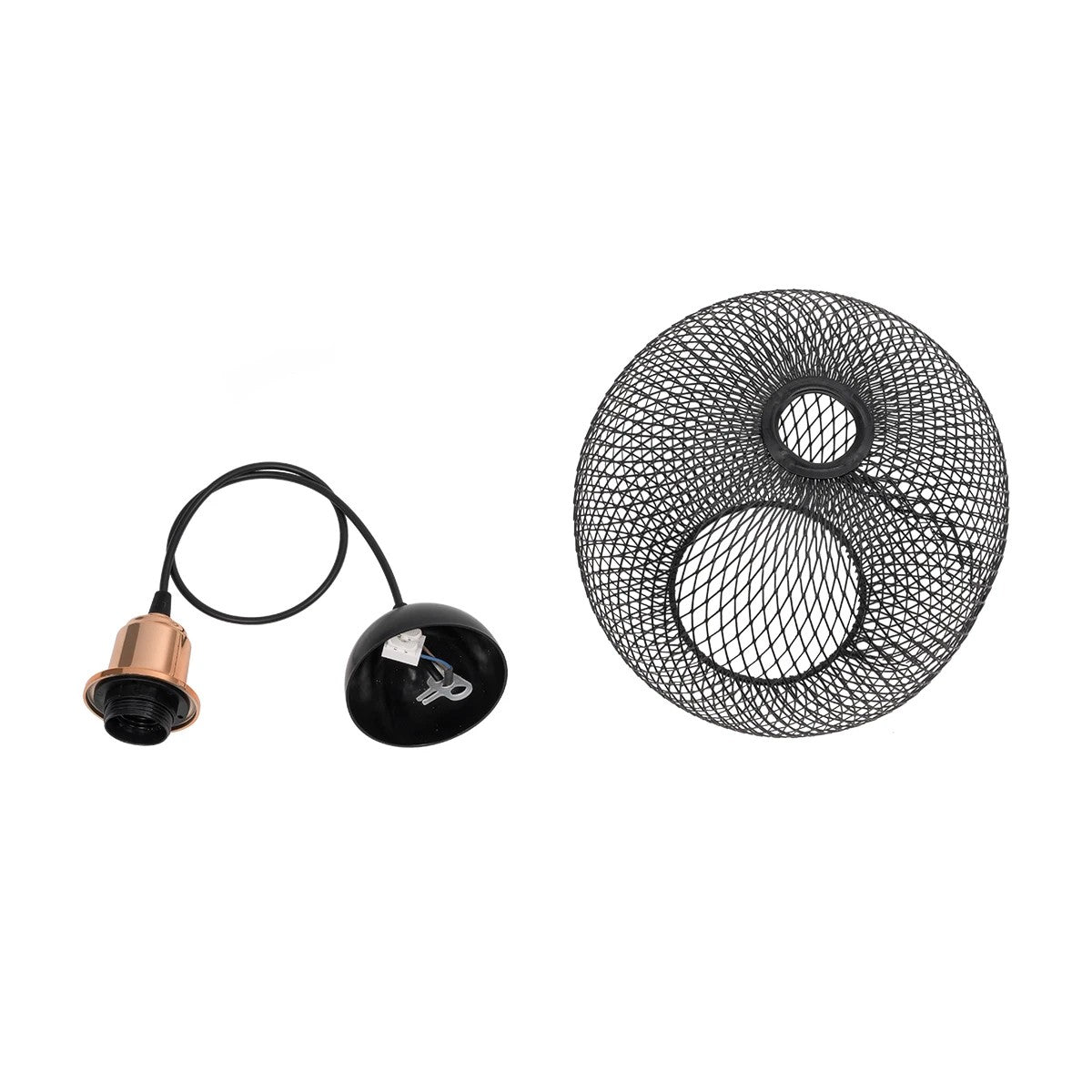 GLOBOSTAR® WIRE 203-0004 Μοντέρνο Κρεμαστό Φωτιστικό Οροφής με Ντουί 1 x E27 AC 220-240V IP20 - Μαύρο & Χάλκινο - Μ25 x Π25 x Υ30cm - ledmania.gr