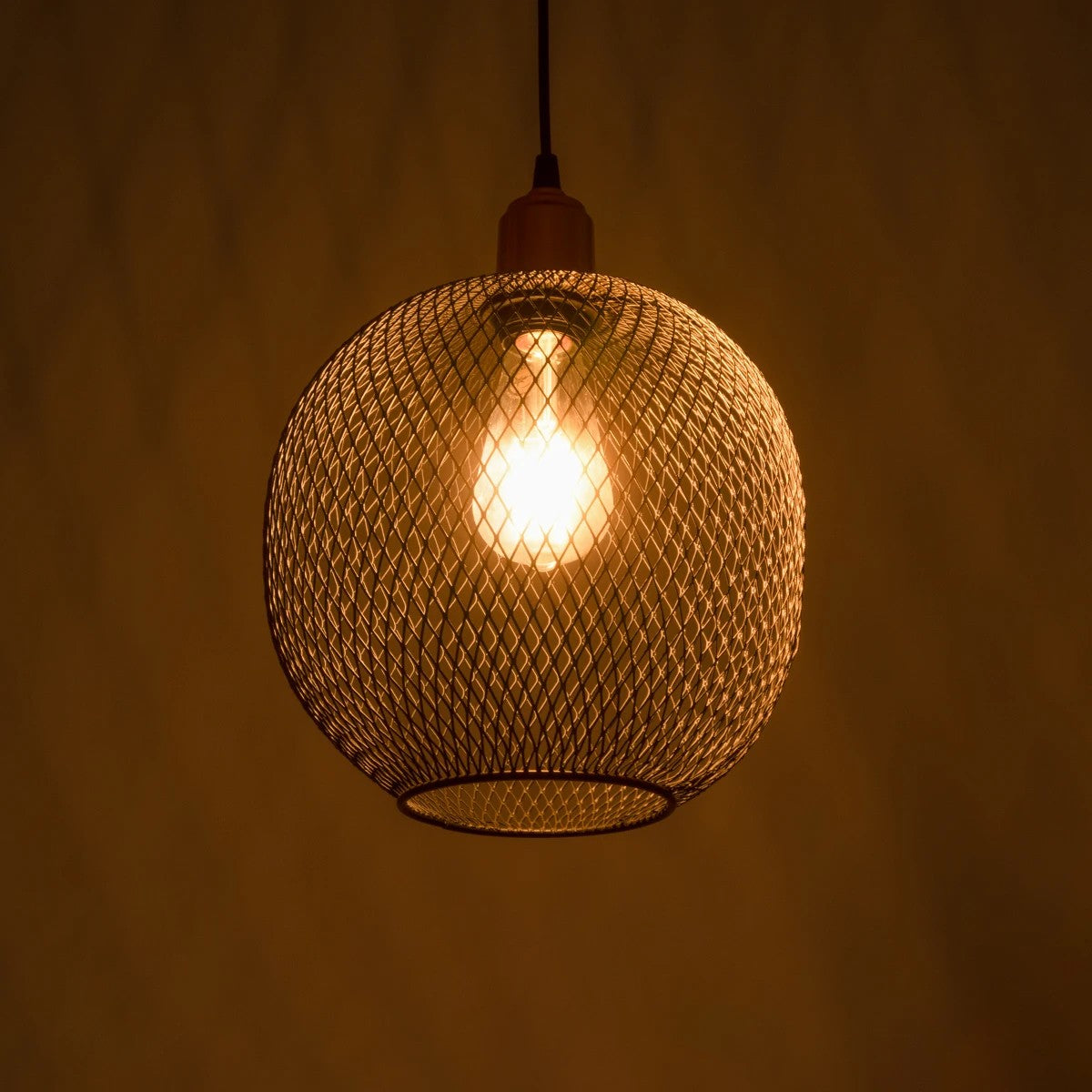 GLOBOSTAR® WIRE 203-0004 Μοντέρνο Κρεμαστό Φωτιστικό Οροφής με Ντουί 1 x E27 AC 220-240V IP20 - Μαύρο & Χάλκινο - Μ25 x Π25 x Υ30cm - ledmania.gr