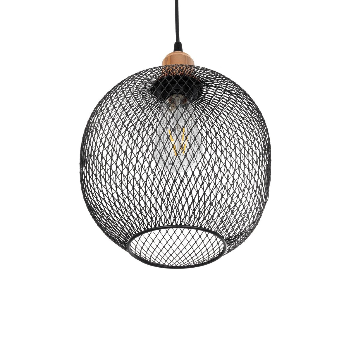 GLOBOSTAR® WIRE 203-0004 Μοντέρνο Κρεμαστό Φωτιστικό Οροφής με Ντουί 1 x E27 AC 220-240V IP20 - Μαύρο & Χάλκινο - Μ25 x Π25 x Υ30cm - ledmania.gr