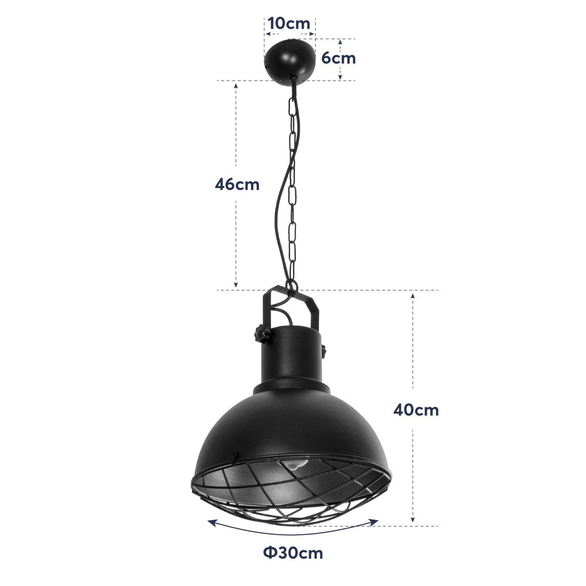 GLOBOSTAR® SIERRA 203-0011 Vintage Κρεμαστό Φωτιστικό Οροφής με Ντουί 1 x E27 AC 220-240V IP20 - Μαύρο & Χρυσό - Μ30 x Π30 x Υ40cm - ledmania.gr