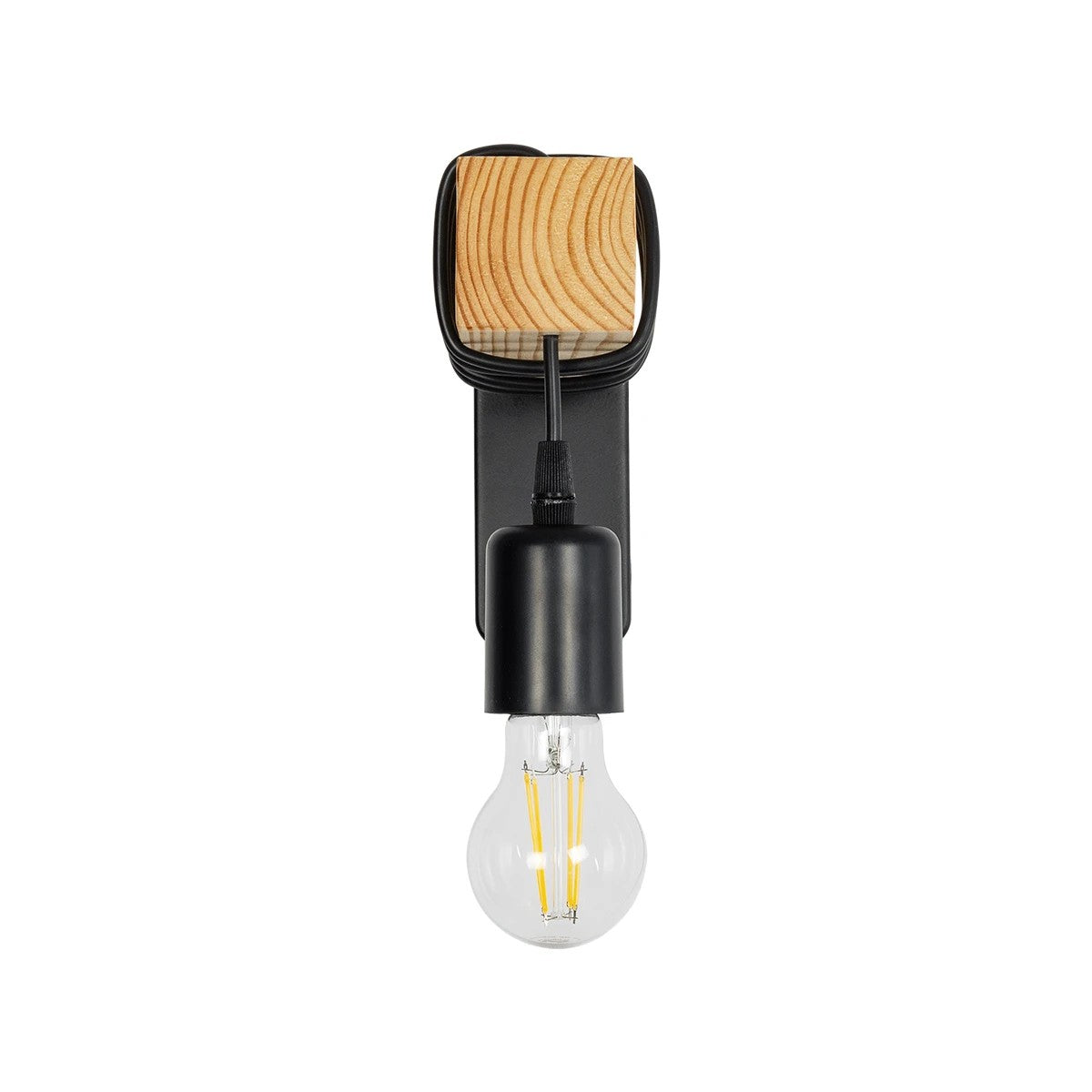 GLOBOSTAR® XYLO 203-0014 Μοντέρνο Φωτιστικό Τοίχου - Απλίκα με Ντουί 1 x E27 AC 220-240V IP20 - Μαύρο & Μπεζ - Μ18 x Π18 x Υ19cm - ledmania.gr