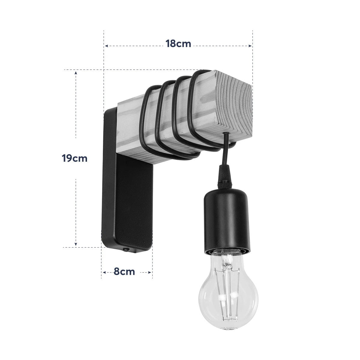 GLOBOSTAR® XYLO 203-0014 Μοντέρνο Φωτιστικό Τοίχου - Απλίκα με Ντουί 1 x E27 AC 220-240V IP20 - Μαύρο & Μπεζ - Μ18 x Π18 x Υ19cm - ledmania.gr