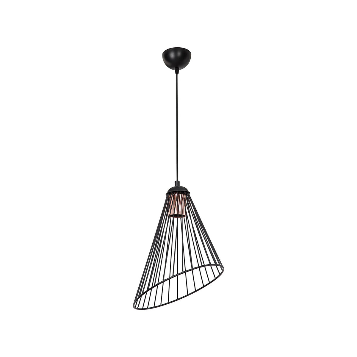 GloboStar® ARCWIRE 203-0015 Μοντέρνο Κρεμαστό Φωτιστικό Πλέγμα Μονόφωτο 1 x E27 IP20 Μαύρο Σύρμα - Μ24 x Π24 x Υ90cm - ledmania.gr