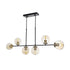 GloboStar® LATTICE 203-0016 Μοντέρνο Κρεμαστό Φωτιστικό Μπάλα Πολύφωτο 6 x E27 IP20 Μαύρο & Μπρούτζινο Μέταλλο με Mελί Γυαλί - Μ120 x Π15 x Υ32cm - ledmania.gr
