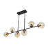 GloboStar® LATTICE 203-0016 Μοντέρνο Κρεμαστό Φωτιστικό Μπάλα Πολύφωτο 6 x E27 IP20 Μαύρο & Μπρούτζινο Μέταλλο με Mελί Γυαλί - Μ120 x Π15 x Υ32cm - ledmania.gr