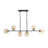 GloboStar® LATTICE 203-0016 Μοντέρνο Κρεμαστό Φωτιστικό Μπάλα Πολύφωτο 6 x E27 IP20 Μαύρο & Μπρούτζινο Μέταλλο με Mελί Γυαλί - Μ120 x Π15 x Υ32cm - ledmania.gr