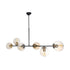 GloboStar® LATTICE 203-0017 Μοντέρνο Κρεμαστό Φωτιστικό Μπάλα Πολύφωτο 6 x E27 IP20 Μαύρο & Μπρούτζινο Μέταλλο με Mελί Γυαλί - Μ120 x Π32 x Υ32cm - ledmania.gr