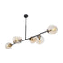 GloboStar® LATTICE 203-0017 Μοντέρνο Κρεμαστό Φωτιστικό Μπάλα Πολύφωτο 6 x E27 IP20 Μαύρο & Μπρούτζινο Μέταλλο με Mελί Γυαλί - Μ120 x Π32 x Υ32cm - ledmania.gr