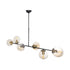 GloboStar® LATTICE 203-0017 Μοντέρνο Κρεμαστό Φωτιστικό Μπάλα Πολύφωτο 6 x E27 IP20 Μαύρο & Μπρούτζινο Μέταλλο με Mελί Γυαλί - Μ120 x Π32 x Υ32cm - ledmania.gr