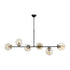 GloboStar® LATTICE 203-0017 Μοντέρνο Κρεμαστό Φωτιστικό Μπάλα Πολύφωτο 6 x E27 IP20 Μαύρο & Μπρούτζινο Μέταλλο με Mελί Γυαλί - Μ120 x Π32 x Υ32cm - ledmania.gr