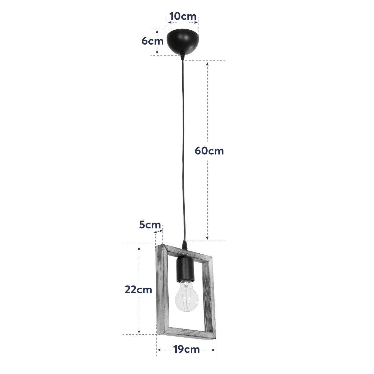 GloboStar® EDISON 203-0020 Vintage Κρεμαστό Φωτιστικό Γεωμετρικό Σχήμα Μονόφωτο 1 x E27 IP20 Μπεζ Ξύλο - Μ19 x Π5 x Υ22cm - ledmania.gr