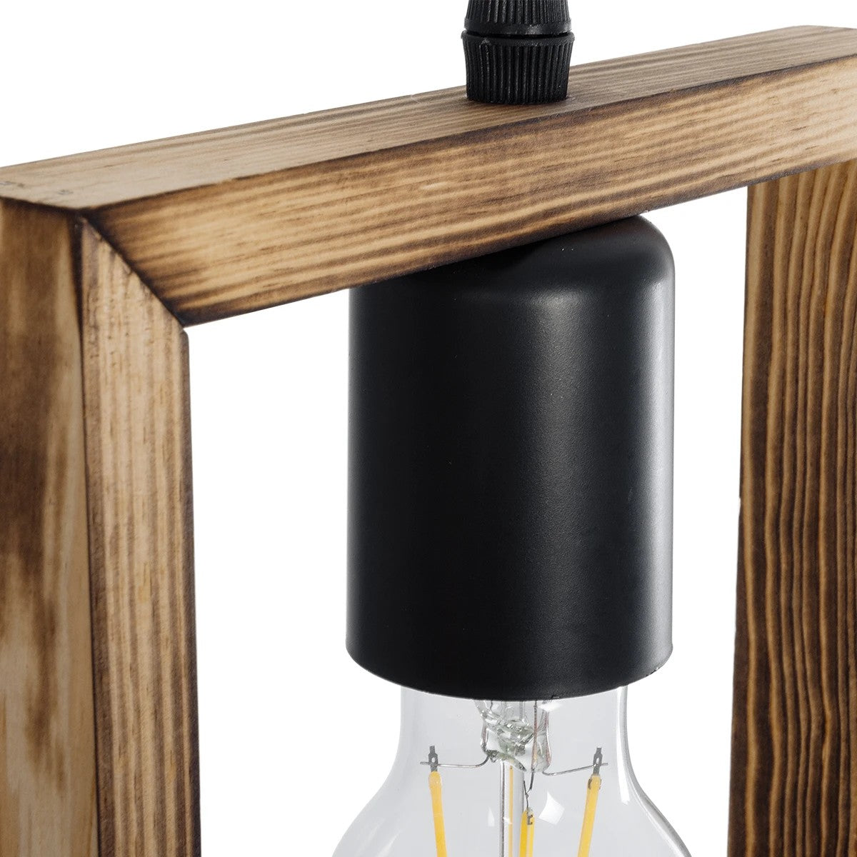 GloboStar® EDISON 203-0020 Vintage Κρεμαστό Φωτιστικό Γεωμετρικό Σχήμα Μονόφωτο 1 x E27 IP20 Μπεζ Ξύλο - Μ19 x Π5 x Υ22cm - ledmania.gr