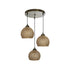GloboStar® YASAM 203-0025 Vintage Κρεμαστό Φωτιστικό Πλέγμα Τρίφωτο 3 x E27 IP20 Καφέ Ρατάν - Μ42 x Π42 x Υ54cm - ledmania.gr